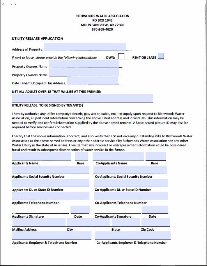 water service application page 1
