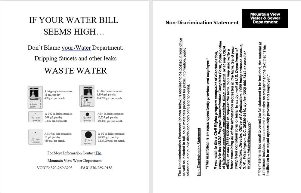 water bill high and non discrimination statement photo